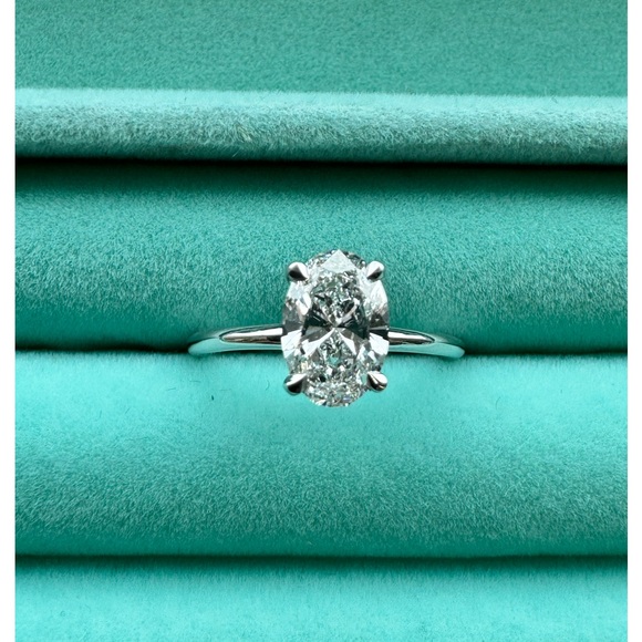 -SOLD-14k White Gold Oval Brilliant Cut Lab-Grown Diamond Ring 1.29CT - Picture 2 of 5